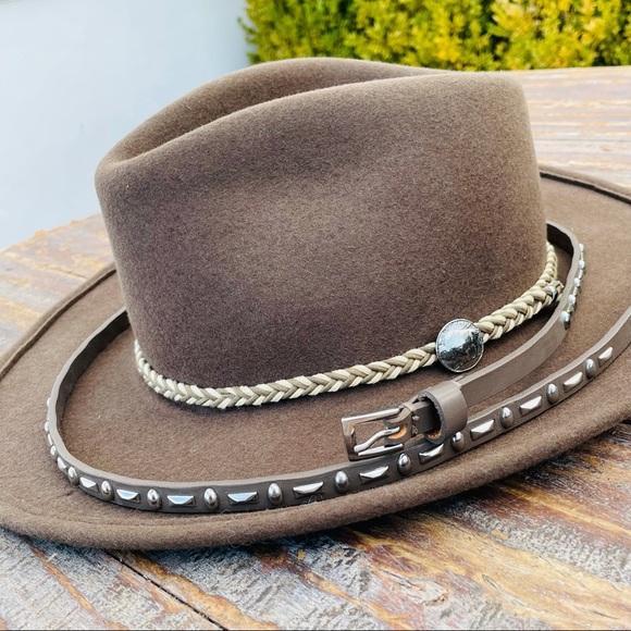 Free People Leather Taupe Silver Studded Narrow Skinny Skinny Long Belt main image 15